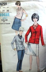 6701 VOGUE 60 CARDIGAN JACKET, A-SKIRT, BLOUSE, PANTS PATTERN 14 34